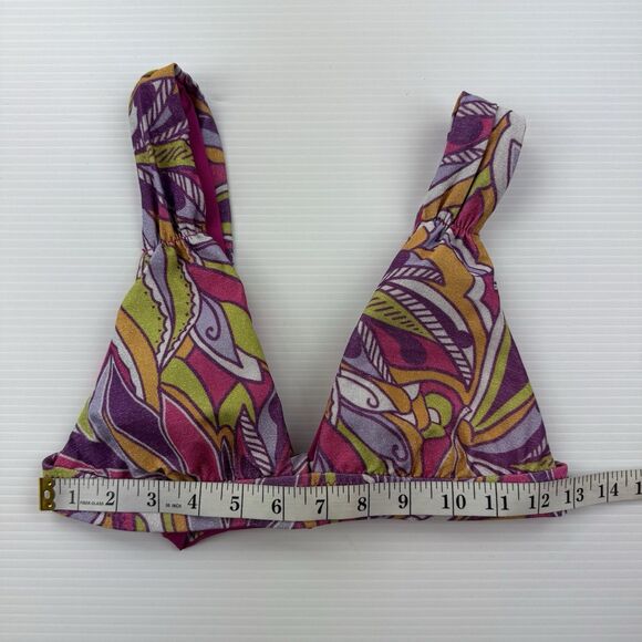 Becca Metallic Psychedelica Shirred Bikini Top Medium M Swimwear NWT $78 - Picture 11 of 12